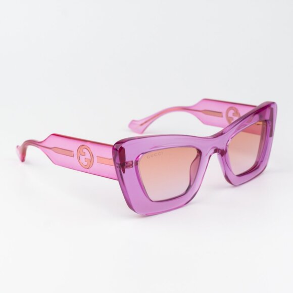 Gucci Women Sunglasses Transparent Pink Gradient Butterfly GG1552S 003 NEW - Picture 10 of 12